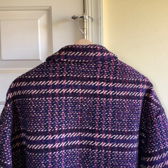 Rag & Bone Estelle Cocoon Wool Blend Plaid Coat Purple SZ Large - Picture 5 of 16